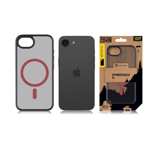 Удароустойчив калъф Tactical MagForce Hyperstealth за iPhone 16e/17e, Черен-червен