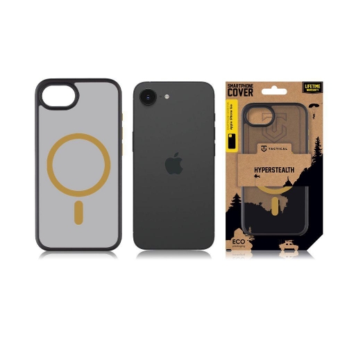 Удароустойчив калъф Tactical MagForce Hyperstealth за iPhone 16e/17e, Черен-жълт