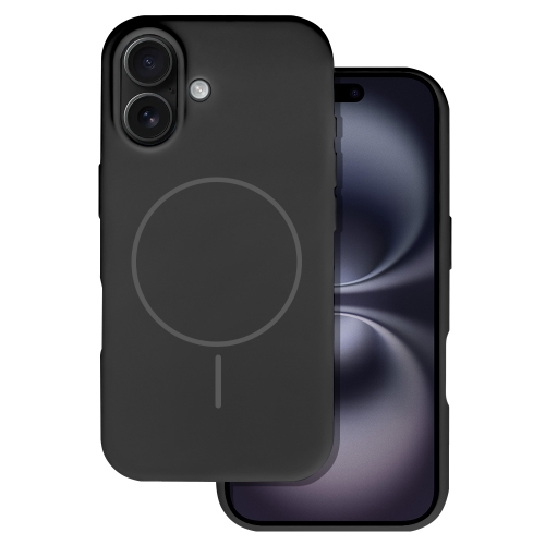 Удароустойчив калъф MagSF Slim Silicone за iPhone 16, Черен