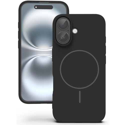 Удароустойчив калъф MagSF Slim Silicone за iPhone 16, Черен