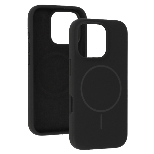 Удароустойчив калъф MagSF Slim Silicone за iPhone 16 Pro, Черен
