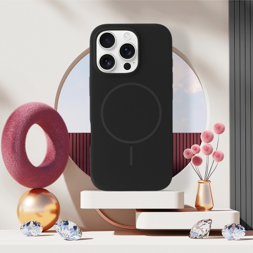 Удароустойчив калъф MagSF Slim Silicone за iPhone 16 Pro, Черен