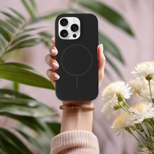 Удароустойчив калъф MagSF Slim Silicone за iPhone 16 Pro, Черен