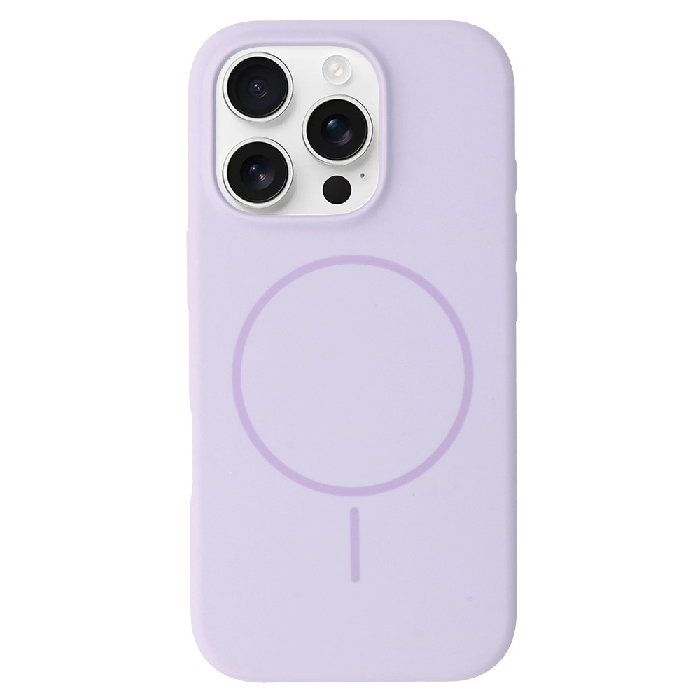 Удароустойчив калъф MagSF Slim Silicone за iPhone 16 Pro Max, Лилав