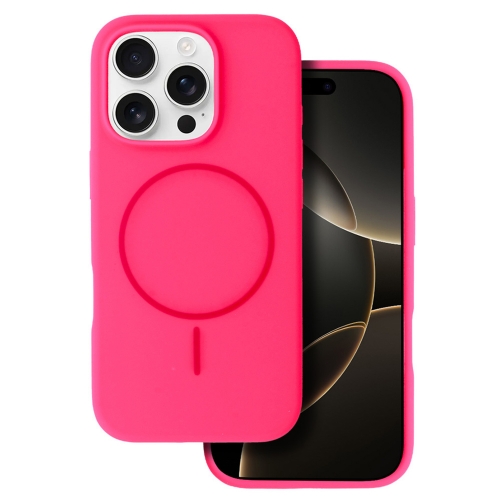 Удароустойчив калъф MagSF Slim Silicone за iPhone 16 Pro, Розов