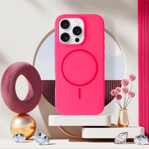 Удароустойчив калъф MagSF Slim Silicone за iPhone 16 Pro, Розов