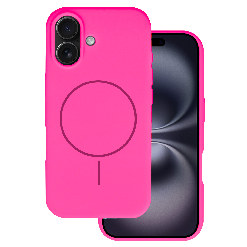 Удароустойчив калъф MagSF Slim Silicone за iPhone 16, Розов