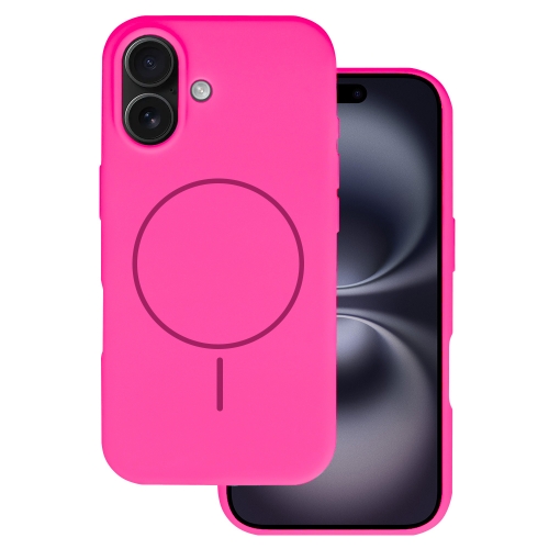 Удароустойчив калъф MagSF Slim Silicone за iPhone 16, Розов