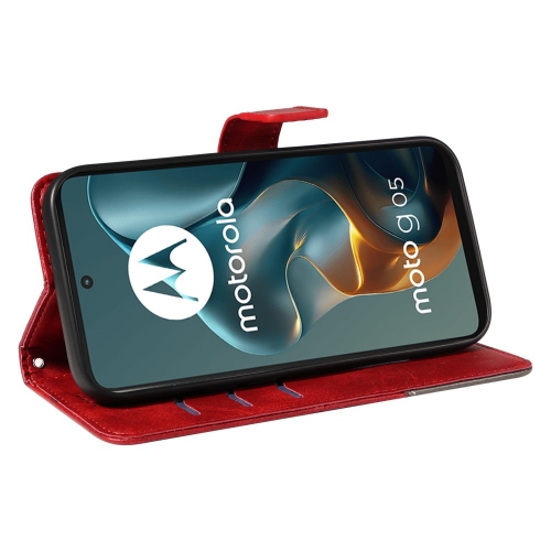 Калъф Тефтер Wallet Stand Bi-color за Motorola Moto G05 4G, Червен
