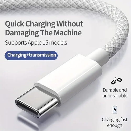 Кабел APPLE, MQKJ3ZM A, USB-C към USB-C, 60W, 1m, Бял