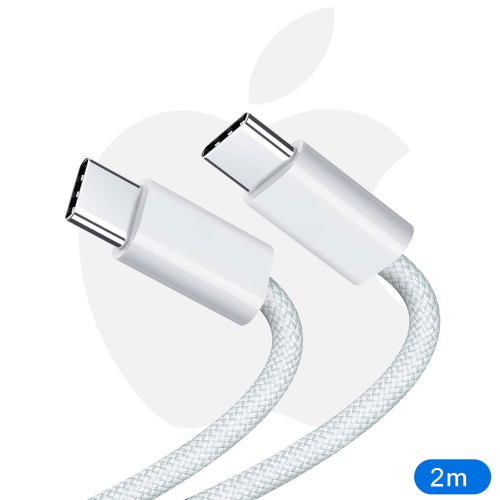 Кабел APPLE, MU2G3ZM A, USB-C към USB-C, 240W, Woven Fabric, 2m, Бял