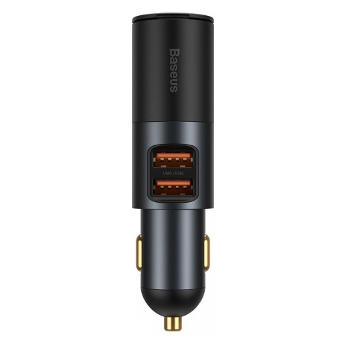 Зарядно за кола Baseus Cigarette Lighter Expansion Car Charger 2xUSB-A 120W, Тъмно сив
