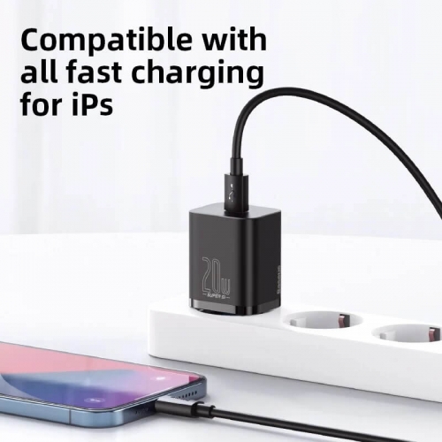 Зарядно BASEUS Super Si, 220V 20W, 1C, USB-C, CCSUP-B01, Черен