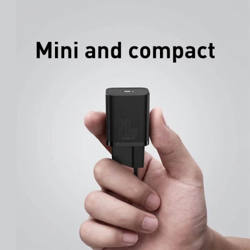 Зарядно BASEUS Super Si, 220V 20W, 1C, USB-C, CCSUP-B01, Черен
