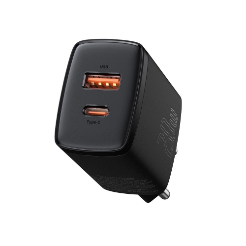 Зарядно BASEUS  Compact 220V, 20W, USB-A, USB-C, CCXJ-B01, Черен