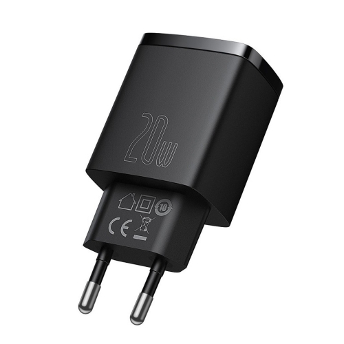 Зарядно BASEUS  Compact 220V, 20W, USB-A, USB-C, CCXJ-B01, Черен