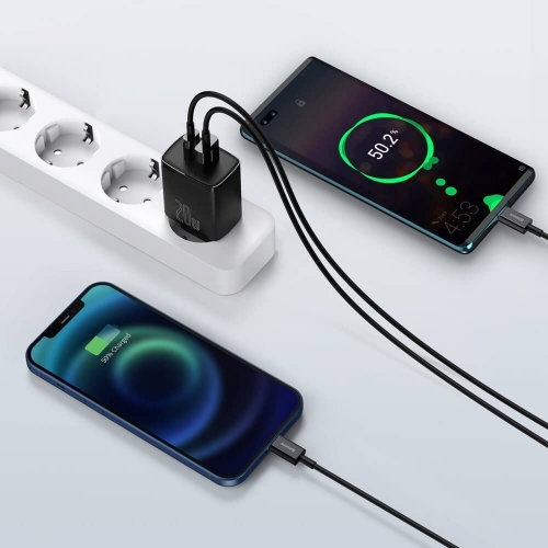 Зарядно BASEUS  Compact 220V, 20W, USB-A, USB-C, CCXJ-B01, Черен