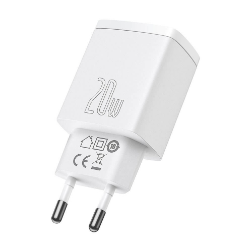 Зарядно BASEUS Compact 220V, 20W, USB-A, USB-C, CCXJ-B02, Бял