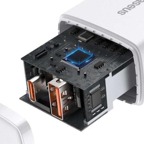 Зарядно BASEUS Compact 220V, 20W, USB-A, USB-C, CCXJ-B02, Бял