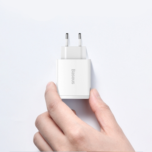 Зарядно BASEUS Compact 220V, 20W, USB-A, USB-C, CCXJ-B02, Бял