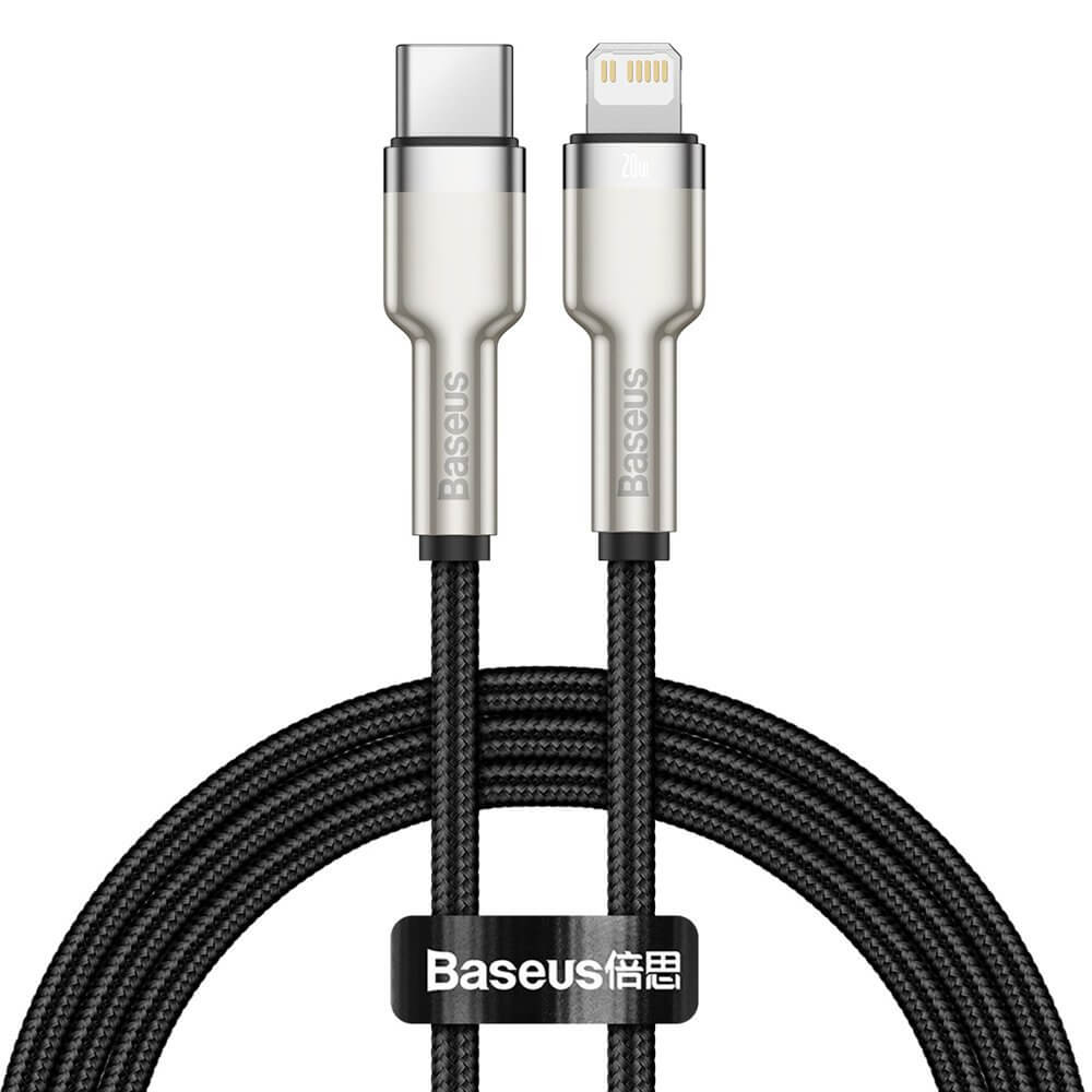Кабел BASEUS USB-C към Lightning, 1m, 20W, Cafule, CATLJK-A01, Черен