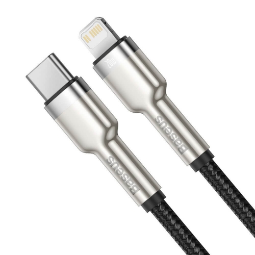 Кабел BASEUS USB-C към Lightning, 1m, 20W, Cafule, CATLJK-A01, Черен
