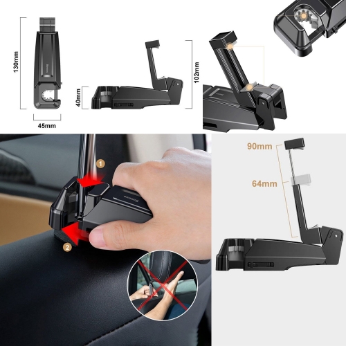 Поставка със закачалка BASEUS Backseat Vehicle Hook, SUHZ-A01, Черен