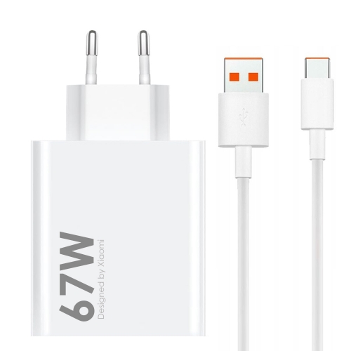 Зарядно Xiaomi MDY-12-EH USB-A 67W Travel Charger, с кабел от USB-A към USB-C 6.2A, Бял