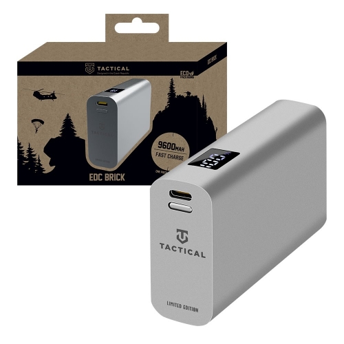  Външна батерия Tactical EDC Brick 9600mAh, Power Bank, Сребрист