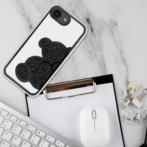 Удароустойчив калъф Teddy Bear за iPhone 16e/17e, Черен