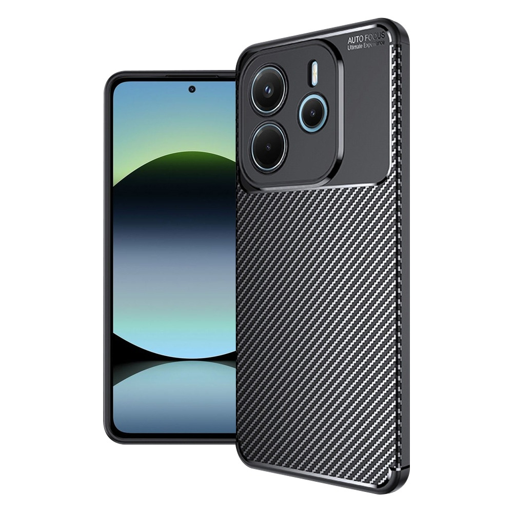 Силиконов калъф Carbon Fiber Texture за Xiaomi Redmi Note 14 4G, Черен