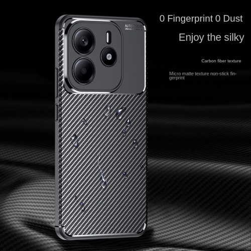 Силиконов калъф Carbon Fiber Texture за Xiaomi Redmi Note 14 4G, Черен