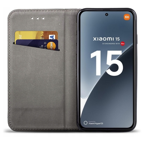 Калъф Тефтер Smart Book за Xiaomi 15 5G, Черен