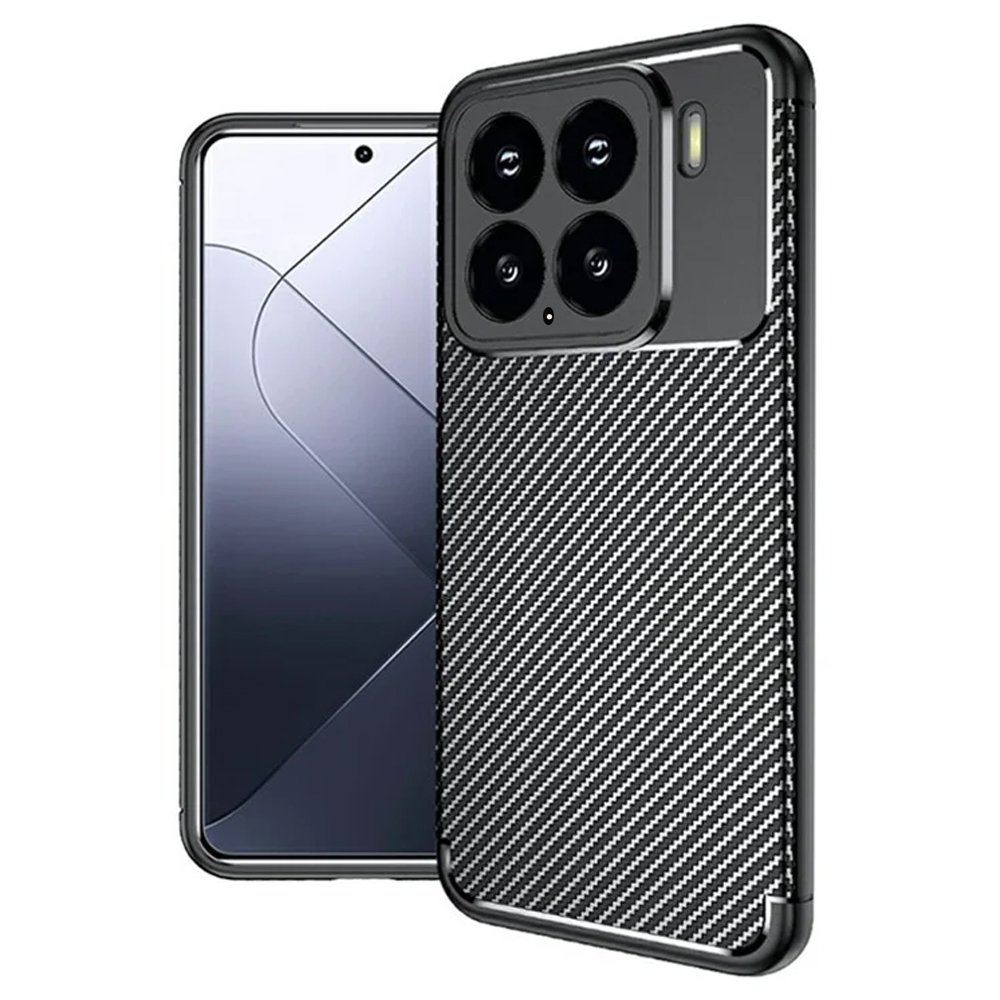 Силиконов калъф Carbon Fiber Texture за Xiaomi 15 5G, Черен