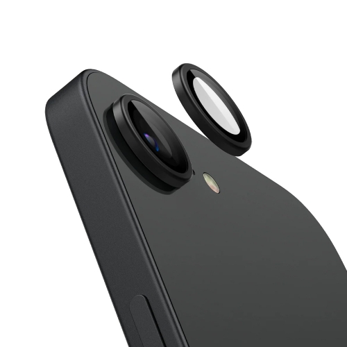 Стъклен протектор Lens Fulm за камера на iPhone 16e/17e, Черен