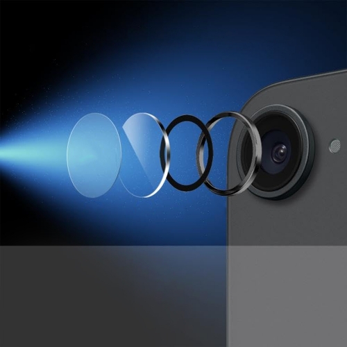 Стъклен протектор Lens Fulm за камера на iPhone 16e/17e, Черен