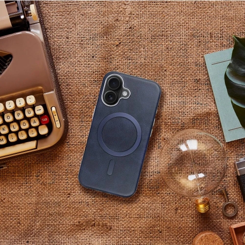 Удароустойчив калъф Gentleman Mag Cover за iPhone 16, Тъмно син