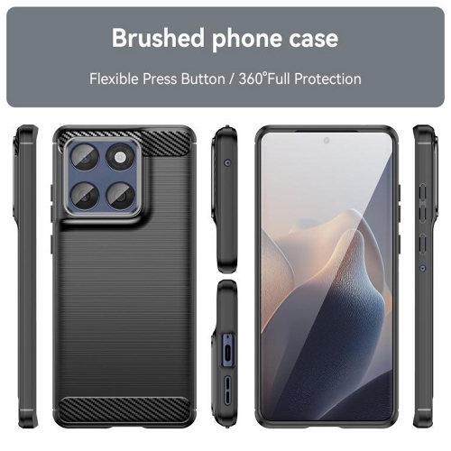 Силиконов Калъф Techsuit Carbon Fibre Brushed за Motorola Edge 60 / Edge 60 Fusion, Черен