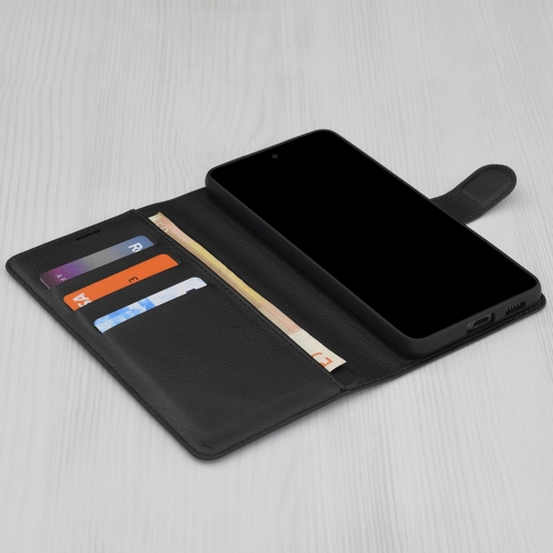 Калъф тефтер Techsuit Leather Folio за Motorola Edge 60 / Edge 60 Fusion, Черен