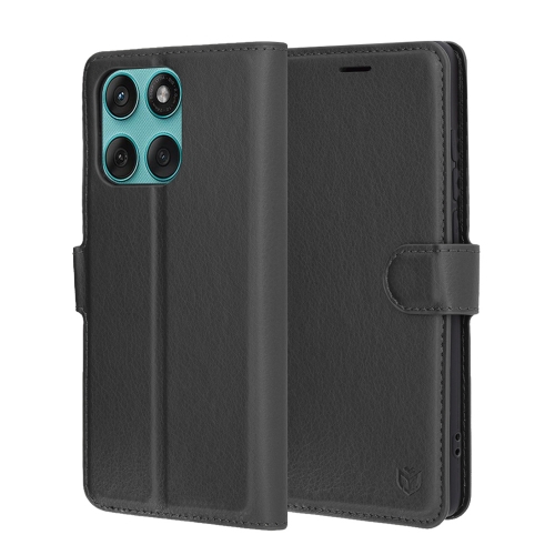 Калъф тефтер Techsuit Leather Folio за Motorola Edge 60 / Edge 60 Fusion, Черен