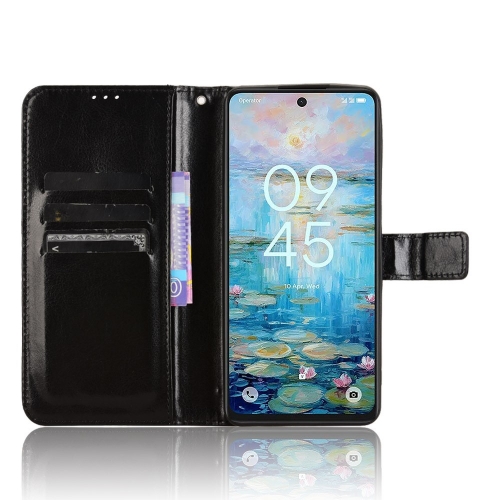 Калъф Тефтер Crazy Horse за TCL 50 Pro Nxtpaper 5G, Черен