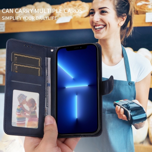 Калъф Тефтер Leather Wallet Stand за Honor 400 Lite, Син