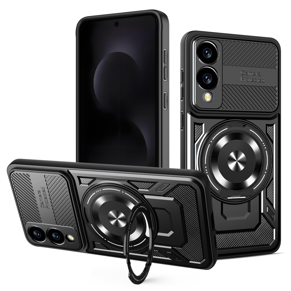 Удароустойчив калъф Magnetic Rotating Kickstand за Samsung Galaxy S25 Edge, Черен
