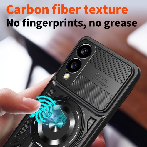 Удароустойчив калъф Magnetic Rotating Kickstand за Samsung Galaxy S25 Edge, Черен
