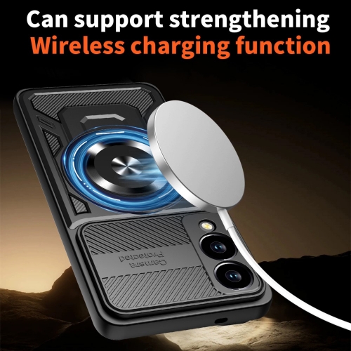 Удароустойчив калъф Magnetic Rotating Kickstand за Samsung Galaxy S25 Edge, Черен