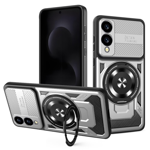 Удароустойчив калъф Magnetic Rotating Kickstand за Samsung Galaxy S25 Edge, Сив