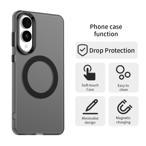 Удароустойчив калъф MagSF Matte Anti Drop за Samsung Galaxy S25 Edge, Черен