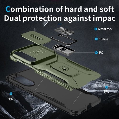 Удароустойчив калъф Slide Camera за Samsung Galaxy S25 Edge, Зелен