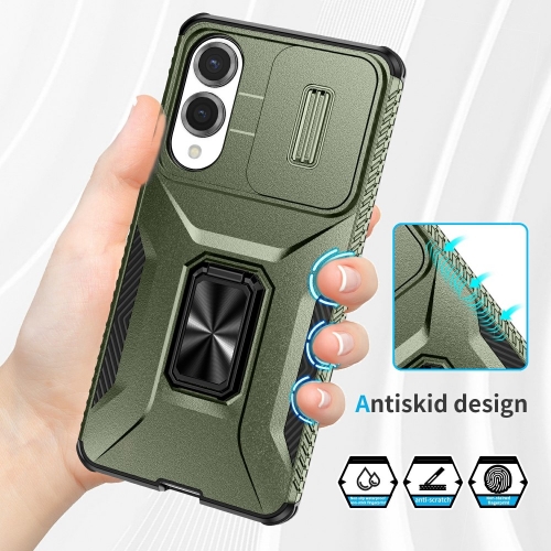Удароустойчив калъф Slide Camera за Samsung Galaxy S25 Edge, Зелен