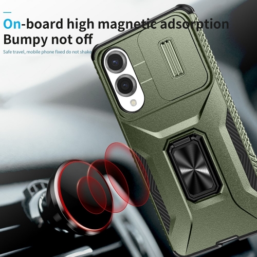 Удароустойчив калъф Slide Camera за Samsung Galaxy S25 Edge, Зелен